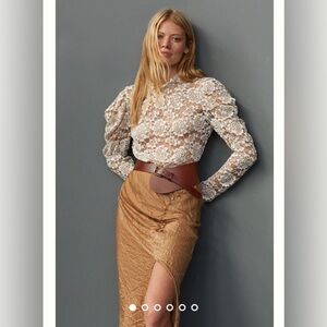 Anthropologie X Dolan Sheer Lace Mock Neck Long Sleeve Top XSP